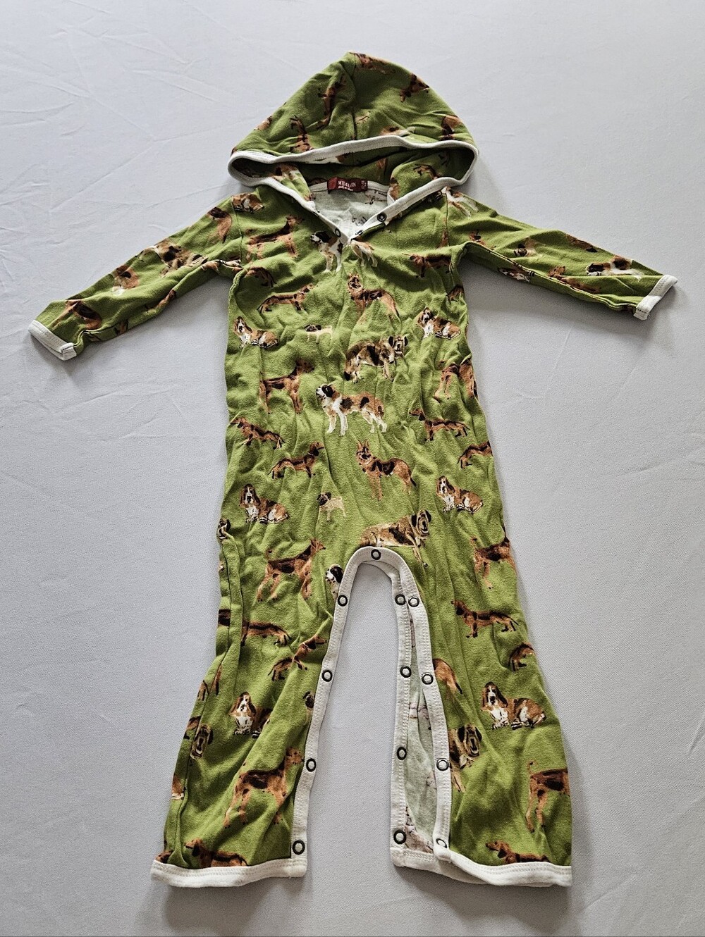 Milkbarn Dogs Print Hooded Playsuit 12-18 Months - EUC